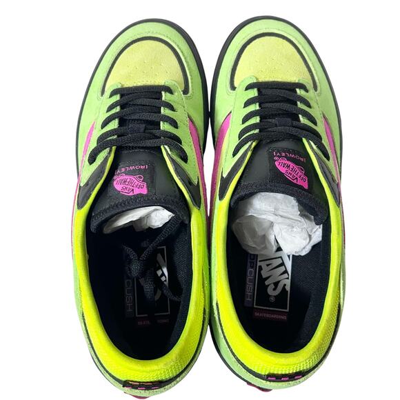 Vans Off The Wall Skate Rowley Sneaker Shoes Men 9 Women 10.5 Neon Pink Green - Picture 5 of 8